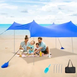Costway Family Beach Tent Canopy W/4 Poles Sandbag Anchors 10'x9' UPF50+ Purple/Green/Blue -Coleman Shop GUEST 01879521 d66c 423a 92fc 4640bfd15e5c