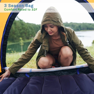 Leisure Sports Extra-Large 3-Season Envelope-Style Sleeping Bag With Carrying Bag - Navy 2 Leisure Sports Extra-Large 3-Season Envelope-Style Sleeping Bag With Carrying Bag - Navy - Image 2