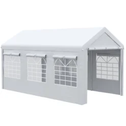 Outsunny 10' X 20' Carport & Party Tent, Height Adjustable Portable Garage With Mesh Windows For Parties, Wedding And Events -Coleman Shop GUEST 094118c5 d450 4eee 9994 ad7169382921