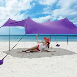 Costway Family Beach Tent Canopy W/4 Poles Sandbag Anchors 10'x9' UPF50+ Purple/Green/Blue -Coleman Shop GUEST 0f335fa3 5576 412a 9395 cc77ce401603
