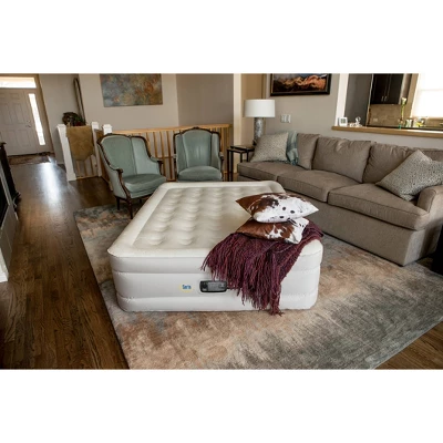 Serta Never Flat Fabric Series Raised With Internal Pump And Plush Air Mattress- 18" Queen (Beige) 5 Serta Never Flat Fabric Series Raised With Internal Pump And Plush Air Mattress- 18" Queen (Beige) - Image 5