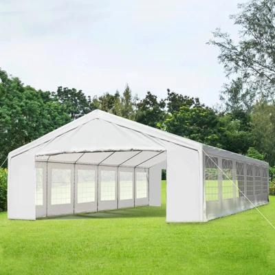 Outsunny 20' X 40' Large Outdoor Carport Canopy Party Tent With Removable Protective Sidewalls & Versatile Uses, White 1 Outsunny 20' X 40' Large Outdoor Carport Canopy Party Tent With Removable Protective Sidewalls & Versatile Uses, White