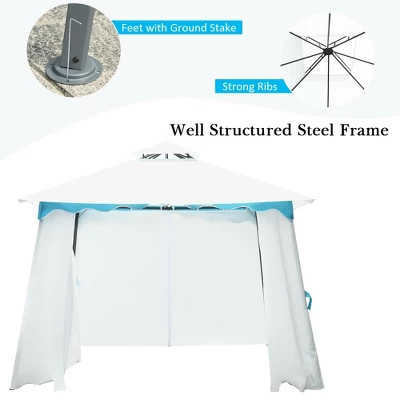 Costway 2 Tier 10'x10' Patio Gazebo Canopy Tent Steel Frame Shelter Awning W/Side Walls 7 Costway 2 Tier 10'x10' Patio Gazebo Canopy Tent Steel Frame Shelter Awning W/Side Walls - Image 7