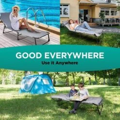Zone Tech Folding Travel Cot & Cot Pad Premium Quality 4 Positions Adjustable, Portable, For Adult And Kids-Perfect For Camping, Lawn, Patio, Beach -Coleman Shop GUEST 14830574 7a1e 4450 952c e05e20f35cec