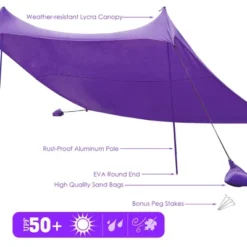 Costway Family Beach Tent Canopy W/4 Poles Sandbag Anchors 10'x9' UPF50+ Purple/Green/Blue -Coleman Shop GUEST 188d54e7 dbd4 4287 be02 f4bf30db22df