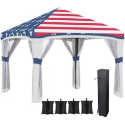 Outsunny 10' X 10' Pop Up Canopy With Nettings, Foldable Party Tent With Wheeled Carry Bag And 4 Sand Bags -Coleman Shop GUEST 1b1d94e4 6386 4746 9501 9b2fed6096e6
