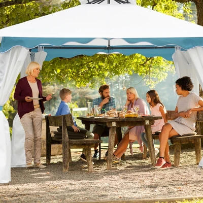 Costway 2 Tier 10'x10' Patio Gazebo Canopy Tent Steel Frame Shelter Awning W/Side Walls 3 Costway 2 Tier 10'x10' Patio Gazebo Canopy Tent Steel Frame Shelter Awning W/Side Walls - Image 3