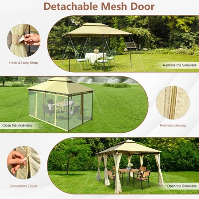 Costway 2-Tier 10'x13' Steel Gazebo Canopy Tent Shelter Patio Garden Outdoor Netting 5 Costway 2-Tier 10'x13' Steel Gazebo Canopy Tent Shelter Patio Garden Outdoor Netting - Image 5