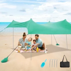 Costway Family Beach Tent Canopy W/4 Poles Sandbag Anchors 10'x9' UPF50+ Purple/Green/Blue -Coleman Shop GUEST 31a5614e 28a0 43a3 a3bf 6e6cb850a1d8