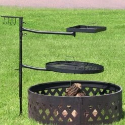 Sunnydaze Decor Sunnydaze Outdoor Camping Or Backyard Steel Adjustable Cooking Grilling Fire Pit BBQ Stake With 2 Swivel Swing Grates -Coleman Shop GUEST 31cea5fa 99c3 489f b38b 3bfdddb82583