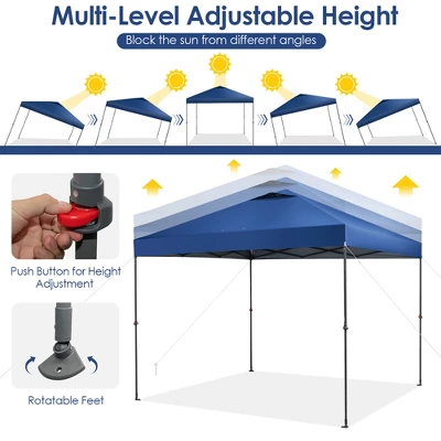 Costway Patio 10x10ft Outdoor Instant Pop-up Canopy Folding Tent Sun Shelter UV50+ Gray/Blue/White 9 Costway Patio 10x10ft Outdoor Instant Pop-up Canopy Folding Tent Sun Shelter UV50+ Gray/Blue/White - Image 9