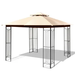 Tangkula 2-Tiers 10'x10' Outdoor Canopy Gazebo Heavy-Duty Steel Frame Party Patio Large Canopy L-Shaped Gazebo Beige/Grey -Coleman Shop GUEST 39599d49 a66a 47df 81d4 332136e1c561