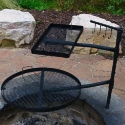 Sunnydaze Decor Sunnydaze Outdoor Camping Or Backyard Steel Adjustable Cooking Grilling Fire Pit BBQ Stake With 2 Swivel Swing Grates -Coleman Shop GUEST 423eed8e 58e6 4f77 b038 994114be7793