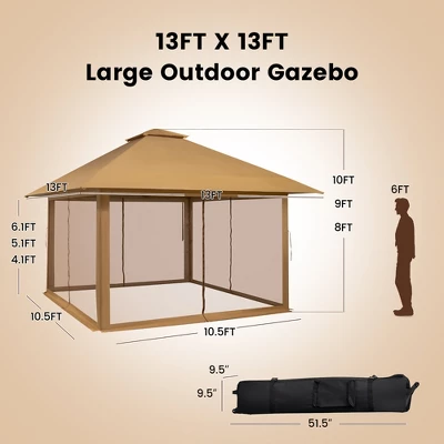 Costway 13x13ft Pop-up Instant Canopy Tent Mesh Sidewall UV50+ Adjust Outdoor Patio 2 Costway 13x13ft Pop-up Instant Canopy Tent Mesh Sidewall UV50+ Adjust Outdoor Patio - Image 2