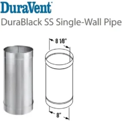 DuraVent DuraBlack 24 Inch Long X 8 Inch Diameter Single Wall Wood Burning Stainless Steel Stove Pipe Connector To Vent Smoke And Exhaust -Coleman Shop GUEST 443059f5 4ec9 4849 8ad0 e1cc95737ca3