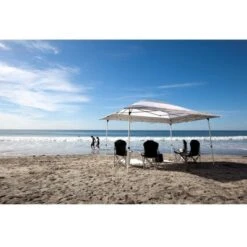 Z-Shade 14 X 10 Foot Prestige Instant Shade Outdoor Canopy Shelter Tent With Reliable Stakes, Steel Frame, And Rolling Bag, Grey & White