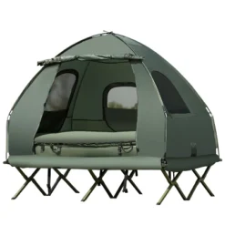Tangkula Folding 2-Person Camping Tent Cot Portable Pop-Up Tent With Sleeping Bag&Air Mattress For Outdoor Activity