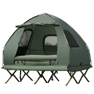Tangkula Folding 2-Person Camping Tent Cot Portable Pop-Up Tent With Sleeping Bag&Air Mattress For Outdoor Activity 1 Tangkula Folding 2-Person Camping Tent Cot Portable Pop-Up Tent With Sleeping Bag&Air Mattress For Outdoor Activity