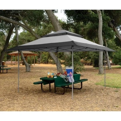Z-Shade 13 X 13 Foot Adjustable Height Instant Gazebo Outdoor Canopy Patio Shelter Tent With Stakes, Steel Frame, And Storage Carry Bag, Gray 2 Z-Shade 13 X 13 Foot Adjustable Height Instant Gazebo Outdoor Canopy Patio Shelter Tent With Stakes, Steel Frame, And Storage Carry Bag, Gray - Image 2