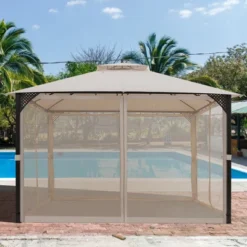 Costway 12' X 10' Outdoor Patio Gazebo Canopy Shelter Double Top Sidewalls Netting Brown Beige 13 Costway 12' X 10' Outdoor Patio Gazebo Canopy Shelter Double Top Sidewalls Netting Brown Beige -Coleman Shop GUEST 4d038f21 cb8f 4957 96a2 d08d7ba83890