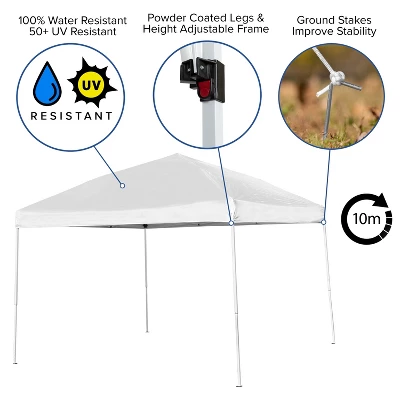 Flash Furniture 10'x10' Outdoor Pop Up Event Slanted Leg Canopy Tent With Carry Bag 4 Flash Furniture 10'x10' Outdoor Pop Up Event Slanted Leg Canopy Tent With Carry Bag - Image 4