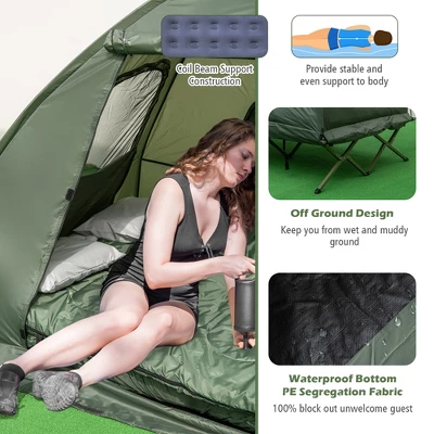 Costway 2-Person Compact Portable Pop-Up Tent/Camping Cot W/ Air Mattress & Sleeping Bag 5 Costway 2-Person Compact Portable Pop-Up Tent/Camping Cot W/ Air Mattress & Sleeping Bag - Image 5