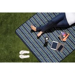 Picnic Time Vista Outdoor Picnic Blanket - Blue Stripe -Coleman Shop GUEST 56926df2 6d23 4921 ab9f 6970712813f6
