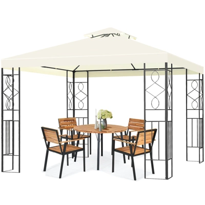Tangkula 2-Tiers 10'x10'Outdoor Canopy Gazebo Art Steel Frame Party Patio Large Canopy Gazebo W/Netting 1 Tangkula 2-Tiers 10'x10'Outdoor Canopy Gazebo Art Steel Frame Party Patio Large Canopy Gazebo W/Netting