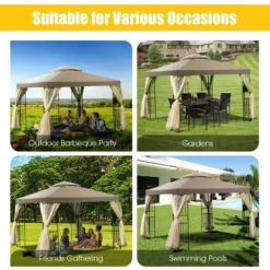 Costway Outdoor 10'x10' Gazebo Canopy Shelter Awning Tent Patio Screw-free Structure Garden -Coleman Shop GUEST 5f9c5b16 050a 49f3 8331 0f82e0bd747a