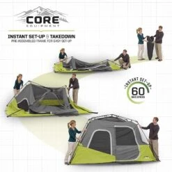 Core Equipment 11'x9' 6 Person Durable Quick Setup Camping Tent With Air Vents, Loft, Rainfly, Room Divider And Carry Bag - Red -Coleman Shop GUEST 5fc80251 9900 48ed bd70 9fa922aaac31