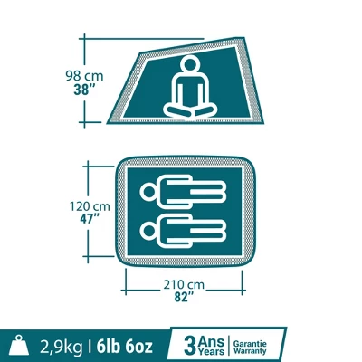 Decathlon Quechua Quechua 2 Second Waterproof Pop Up Camping Tent 2 Person, Storm Gray 1 Decathlon Quechua Quechua 2 Second Waterproof Pop Up Camping Tent 2 Person, Storm Gray