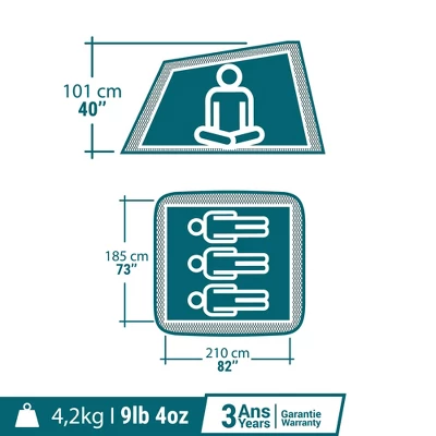 Decathlon Quechua Quechua 2 Second Fresh & Black Waterproof Pop Up Camping Tent 3 Person, White 1 Decathlon Quechua Quechua 2 Second Fresh & Black Waterproof Pop Up Camping Tent 3 Person, White