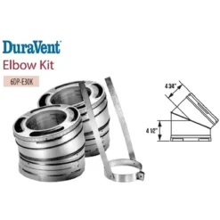 DuraVent DuraPlus 6DP-E30K 6-Inch 30-Degree Dual Layer Stainless Steel/Galvalume 360-Degree Swiveling Elbow Kit For Wood Stove Exhaust Vents, Silver -Coleman Shop GUEST 6c0adb21 8b90 4b42 a283 d2640b4fc616