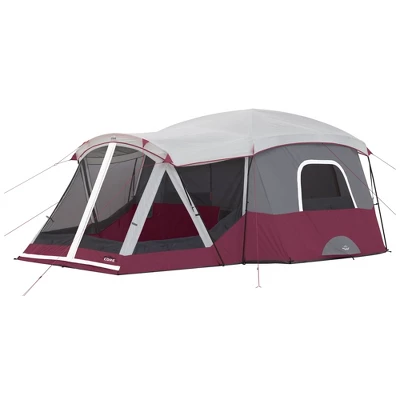 CORE Spacious 11-Person Family Outdoor Camping Cabin Tent With Screen Room, Rain Fly, Ground Stakes, And Carrying Bag, Wine (3 Pack) 1 CORE Spacious 11-Person Family Outdoor Camping Cabin Tent With Screen Room, Rain Fly, Ground Stakes, And Carrying Bag, Wine (3 Pack)