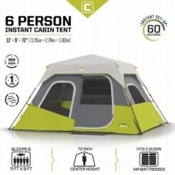 Core Equipment 11'x9' 6 Person Durable Quick Setup Camping Tent With Air Vents, Loft, Rainfly, Room Divider And Carry Bag - Red -Coleman Shop GUEST 6e5e4bad 9d83 43fb ad43 ee7a3e4bc348