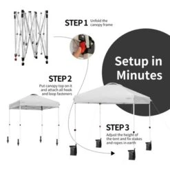 Tangkula 6.6’ X 6.6’ Pop-up Canopy Tent Outdoor Camping Sun Shelter W/ Portable Roller Bag & 4 Weight Bags Blue/ White/ Grey -Coleman Shop GUEST 70d58d9f 99d5 4586 8440 52391aa8962c