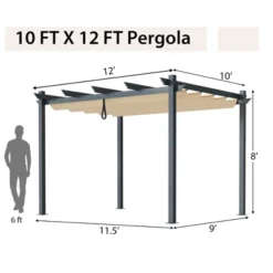 Costway 10x12ft Outdoor Aluminum Retractable Pergola Canopy Shelter Grape Trellis Beige/Gray -Coleman Shop GUEST 739aaa3b 860c 41ef a753 c6e74315ed9f