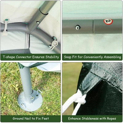 Costway 6'x8' Patio Tent Carport Storage Shelter Shed Car Canopy Heavy Duty Green 8 Costway 6'x8' Patio Tent Carport Storage Shelter Shed Car Canopy Heavy Duty Green - Image 8