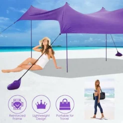 Costway Family Beach Tent Canopy W/4 Poles Sandbag Anchors 10'x9' UPF50+ Purple/Green/Blue -Coleman Shop GUEST 7b91a206 e07e 4db6 bb0e 535cce8d6d1b