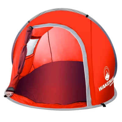 Pop-up Tent - 2 Person Water-Resistant Barrel Style Tent For Camping With Rain Fly And Carry Bag - Sunchaser 2-person Tent By Wakeman Outdoors (Red) 3 Pop-up Tent - 2 Person Water-Resistant Barrel Style Tent For Camping With Rain Fly And Carry Bag - Sunchaser 2-person Tent By Wakeman Outdoors (Red) - Image 3