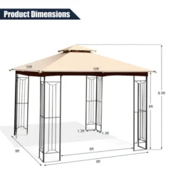 Tangkula 2-Tiers 10'x10' Outdoor Canopy Gazebo Heavy-Duty Steel Frame Party Patio Large Canopy L-Shaped Gazebo Beige/Grey -Coleman Shop GUEST 871c6476 5388 4043 8f5e 434c44a5aa6c