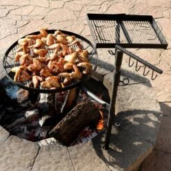 Sunnydaze Decor Sunnydaze Outdoor Camping Or Backyard Steel Adjustable Cooking Grilling Fire Pit BBQ Stake With 2 Swivel Swing Grates -Coleman Shop GUEST 8a8f36dd ba37 4d75 a752 d15a59d12cff