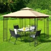 Costway 10' X 10' Patio Canopy Gazebo Outdoor 2-Tier Steel Tent Heavy-Duty L-Shaped