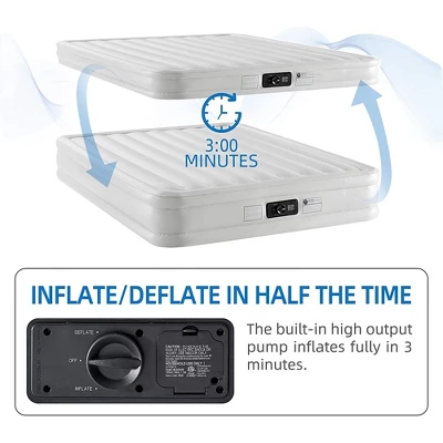 BIKAHOM Bi-ComferRaised Inflatable Mattress With Built In Air Pump, Mattress Cover And Multiple Air Chambers 2 BIKAHOM Bi-ComferRaised Inflatable Mattress With Built In Air Pump, Mattress Cover And Multiple Air Chambers - Image 2