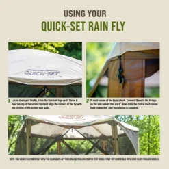 CLAM Quick-Set Outdoor Gazebo Screen Tent Canopy Accessory Rain Fly Roof Tarp For Pavilion/Pavilion Camper Models, Tan (Tent Not Included) -Coleman Shop GUEST 9112b8a5 092a 46d8 a7a1 b0ec87c3b9b9