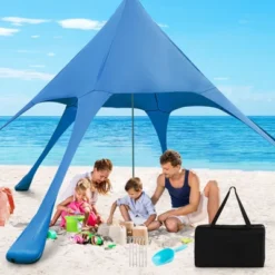 Tangkula 20 X 20 FT Beach Tent Beach Canopy W/ UPF50+ Sun Protection Carrying Bag & Sand Shovel Aluminum Pole & 6 Ground Stakes Blue/Green -Coleman Shop GUEST 9b586720 fb5b 4087 915b 0e4b6a63557a