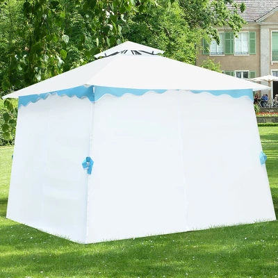 Costway 2 Tier 10'x10' Patio Gazebo Canopy Tent Steel Frame Shelter Awning W/Side Walls 4 Costway 2 Tier 10'x10' Patio Gazebo Canopy Tent Steel Frame Shelter Awning W/Side Walls - Image 4