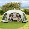 Outsunny Screen House Room 18 X 17 Ft Outdoor Camping Tent, 20 Person Canopy Tent With 8 Mesh Windows 2 Doors Portable Carry Bag For Fishing Hiking