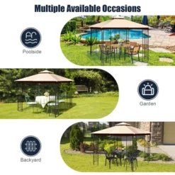 Costway 10' X 10' Patio Canopy Gazebo Outdoor 2-Tier Steel Tent Heavy-Duty L-Shaped -Coleman Shop GUEST b946367f 22d5 461d acc7 0d066a37e484