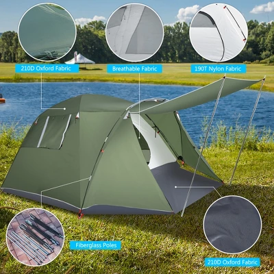 Costway 4-6 Person Camping Tent Waterproof Family Large Double-Layer Tents W/Front Porch 6 Costway 4-6 Person Camping Tent Waterproof Family Large Double-Layer Tents W/Front Porch - Image 6